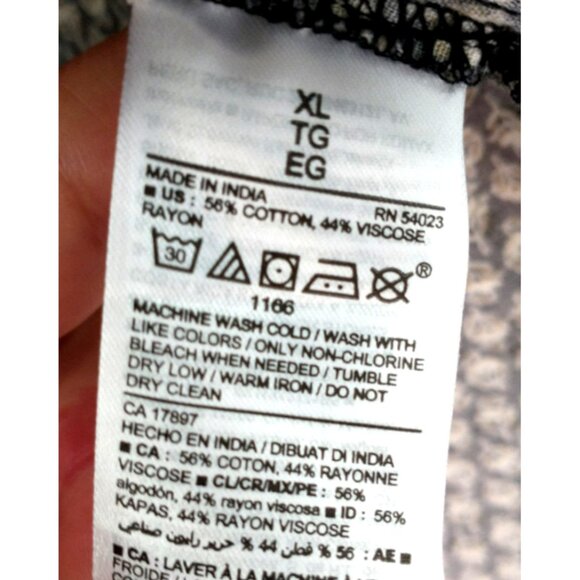 OLD NAVY Top Popover Balloon Sleeve Oversized Black White Boho Blouse - XL - Picture 9 of 9